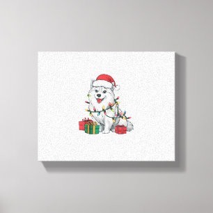 Julafton Lighting Santa Hat American Eskimo Hund K Canvastryck