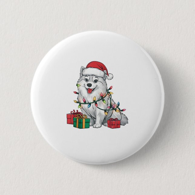 Julafton Lighting Santa Hat American Eskimo Hund K Knapp (Framsida)