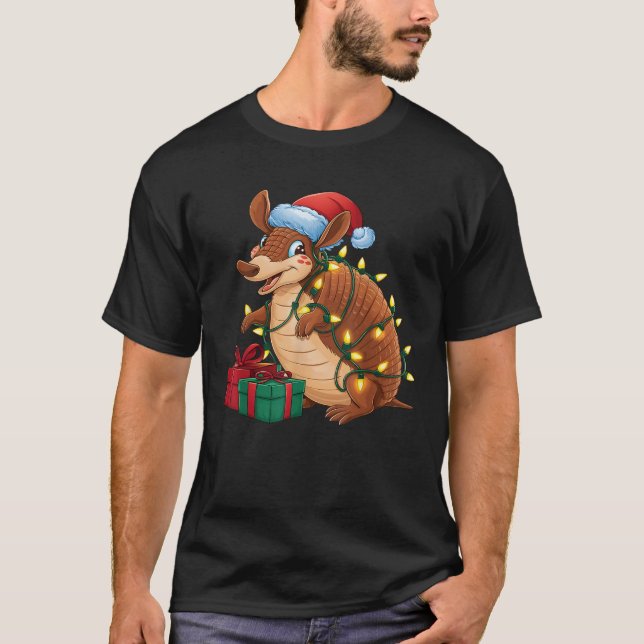 Julafton Lighting Santa Hat Armadillo jul T Shirt (Framsida)