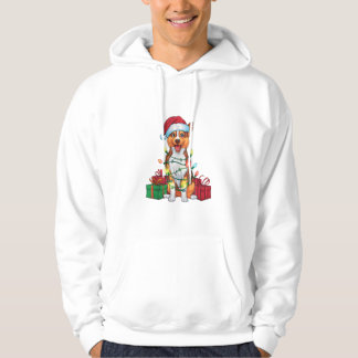 Julafton Lighting Santa Hat Australian Kelpie Hund Hoodie