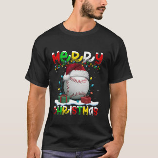 Julafton Lighting Santa Hat Baseball God jul T Shirt