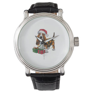 Julafton Lighting Santa Hat Basset Hound Hund jul Armbandsur