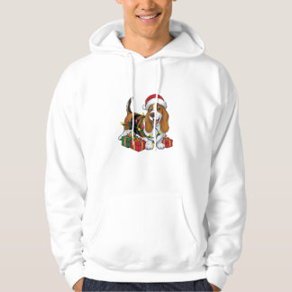 Julafton Lighting Santa Hat Basset Hound Hund jul Hoodie