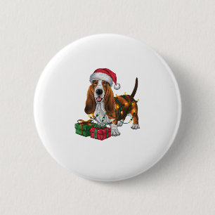 Julafton Lighting Santa Hat Basset Hound Hund jul Knapp