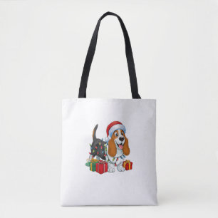Julafton Lighting Santa Hat Basset Hound Hund jul Tygkasse