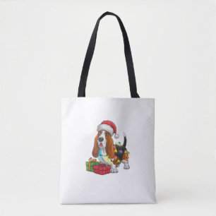 Julafton Lighting Santa Hat Basset Hound Hund jul Tygkasse