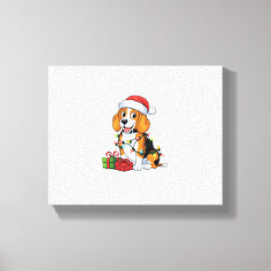 Julafton Lighting Santa Hat Beagle Hund jul Canvastryck
