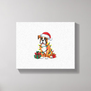 Julafton Lighting Santa Hat Boxer Hund jul Canvastryck