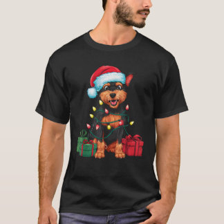 Julafton Lighting Santa Hat Chinese Crested Hund K T Shirt