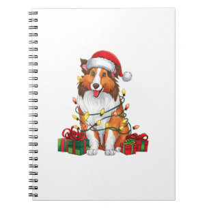 Julafton Lighting Santa Hat Collie Hund jul Anteckningsbok