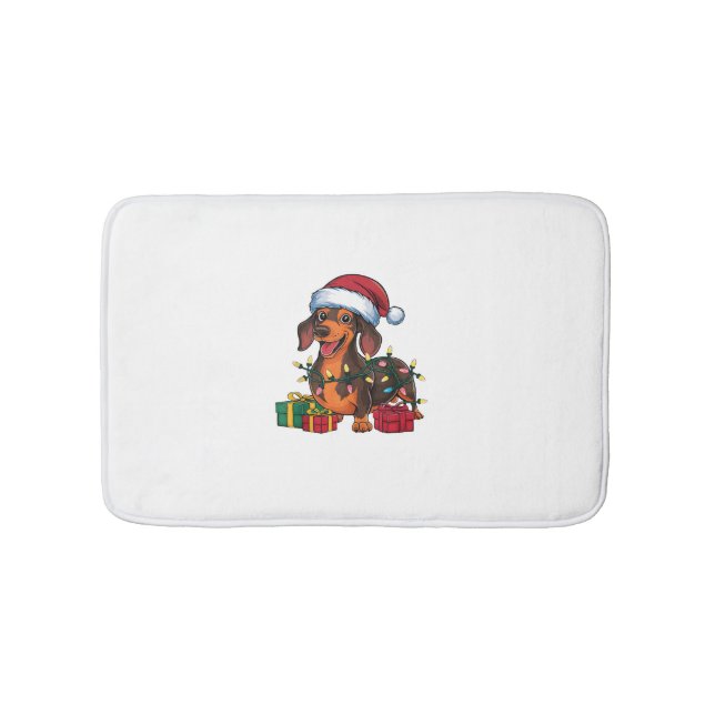 Julafton Lighting Santa Hat Dachshund Hund jul Badrumsmatta (Framsidan)