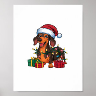 Julafton Lighting Santa Hat Dachshund Hund jul Poster