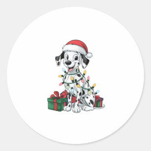 Julafton Lighting Santa Hat Dalmatian Hund jul Runt Klistermärke