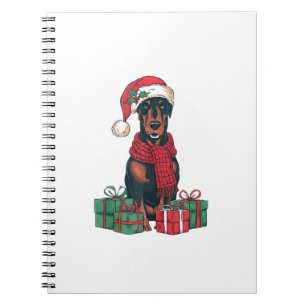 Julafton Lighting Santa Hat Doberman Hund jul Anteckningsbok