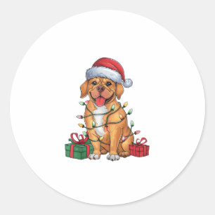 Julafton Lighting Santa Hat Dogue De Bordeaux Hund Runt Klistermärke