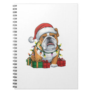 Julafton Lighting Santa Hat English Bulldog jul Anteckningsbok