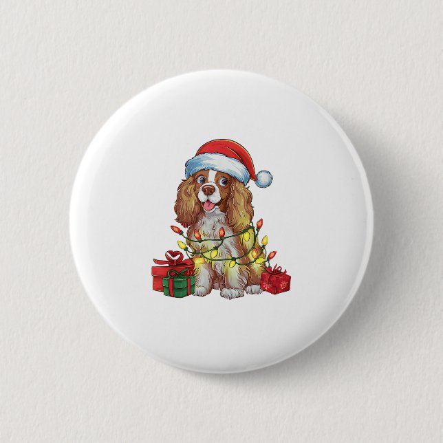 Julafton Lighting Santa Hat English Coonhound Hund Knapp (Framsida)