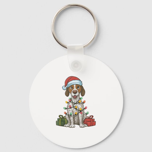 Julafton Lighting Santa Hat English Pointer Hund J Nyckelring (Framsida)