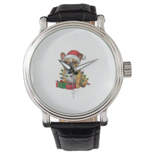 Julafton Lighting Santa Hat Fransk Bulldog jul _ Armbandsur