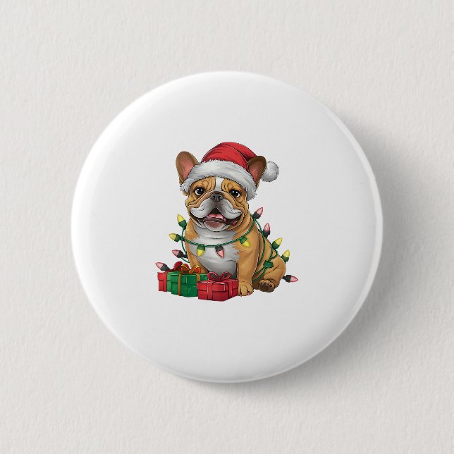 Julafton Lighting Santa Hat Fransk Bulldog jul _ Knapp (Framsida)