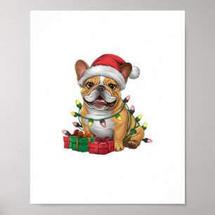Julafton Lighting Santa Hat Fransk Bulldog jul _ Poster