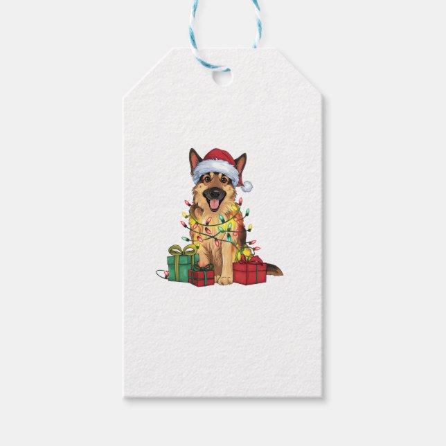 Julafton Lighting Santa Hat German Shepherd Hund K Presentetikett (Framsidan)