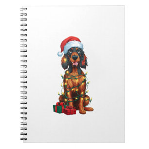 Julafton Lighting Santa Hat Gordon Setter Hund Chr Anteckningsbok