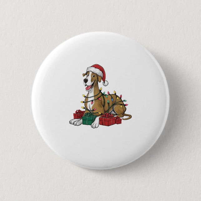 Julafton Lighting Santa Hat Great dane Hund jul _ Knapp (Framsida)