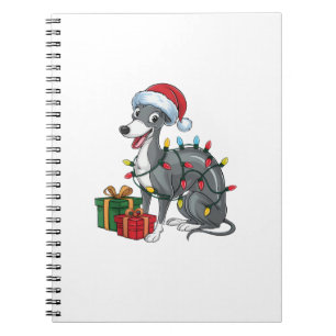 Julafton Lighting Santa Hat Greyhound Hund jul Anteckningsbok