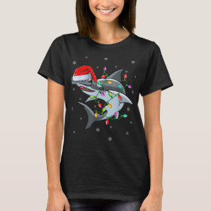 Julafton Lighting Santa Hat Hammerhead Shark jul T Shirt