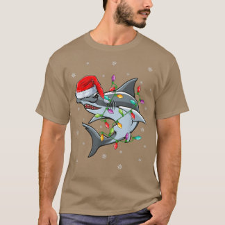 Julafton Lighting Santa Hat Hammerhead Shark jul T Shirt