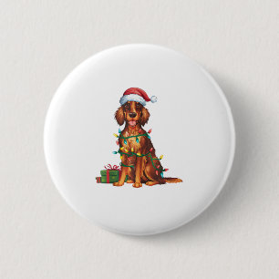 Julafton Lighting Santa Hat Irish Setter Hund jul Knapp