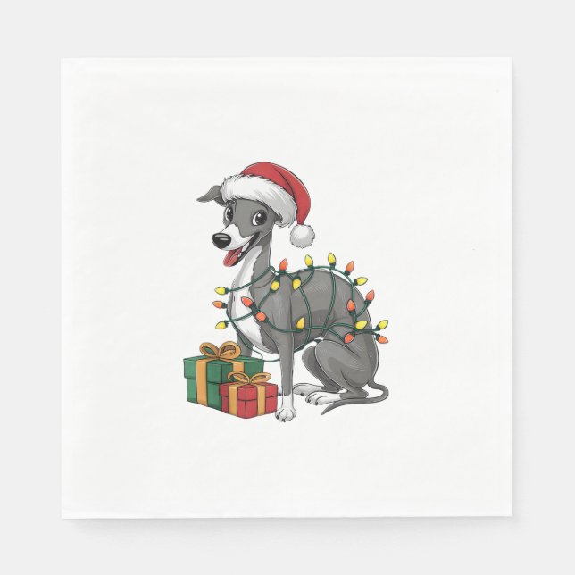 Julafton Lighting Santa Hat Italienska Greyhound H Pappersservett (Framsidan)
