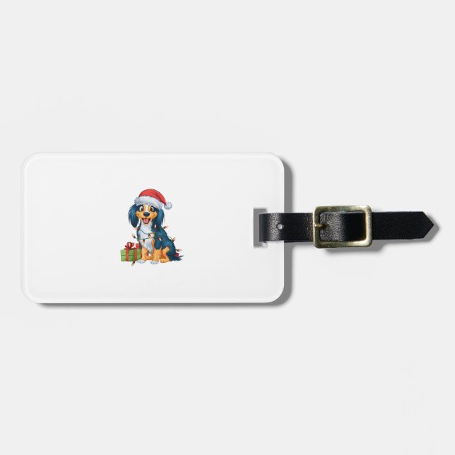 Julafton Lighting Santa Hat Kooikerhondje Hund Chr Bagagebricka (Horisontell Framsida)