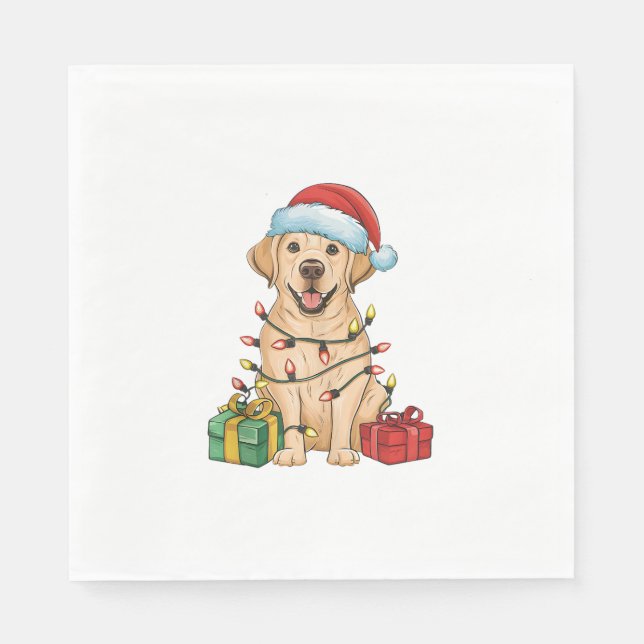 Julafton Lighting Santa Hat Labrador Retriever Hun Pappersservett (Framsidan)