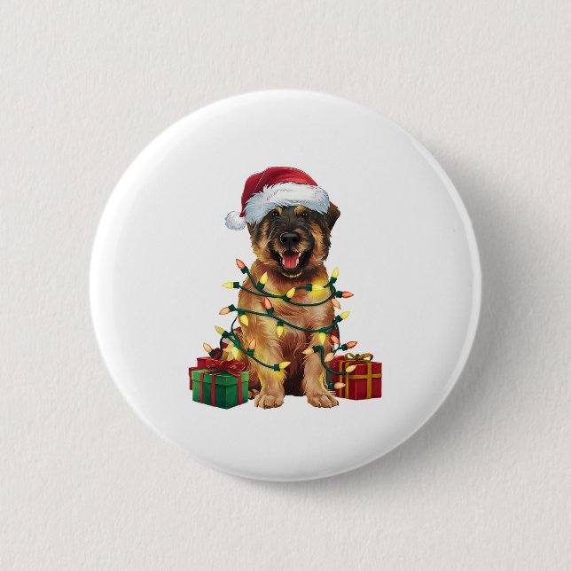 Julafton Lighting Santa Hat Leonberger Hund jul _ Knapp (Framsida)