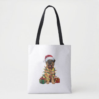 Julafton Lighting Santa Hat Leonberger Hund jul _ Tygkasse