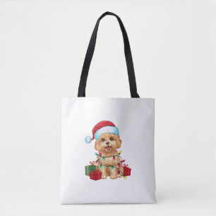 Julafton Lighting Santa Hat Maltipoo Hund jul Tygkasse