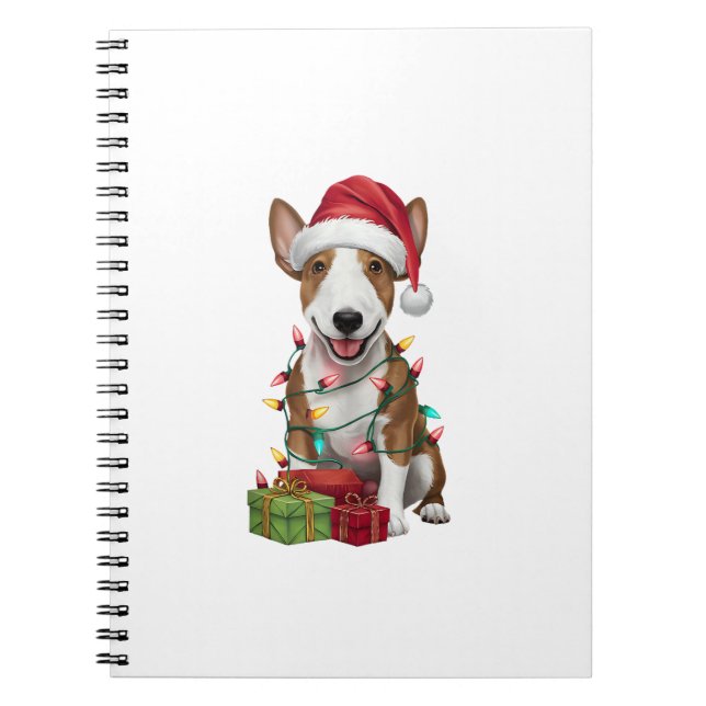 Julafton Lighting Santa Hat Miniature Bull Terrier Anteckningsbok (Framsidan)
