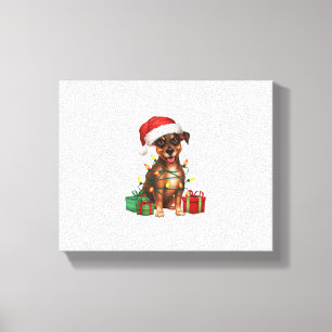 Julafton Lighting Santa Hat Miniature Pinscher Hun Canvastryck