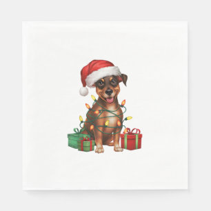 Julafton Lighting Santa Hat Miniature Pinscher Hun Pappersservett