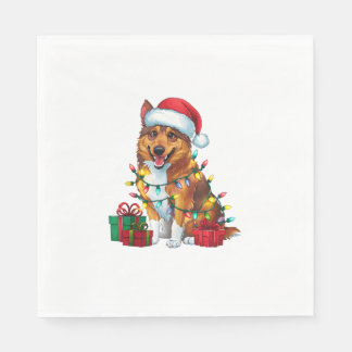 Julafton Lighting Santa Hat Norway Elkhound Hund C Pappersservett