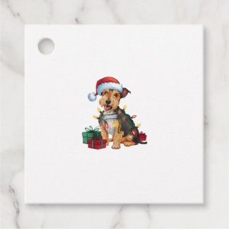 Julafton Lighting Santa Hat Patterdale Terrier Hun Gåvor Etiketter