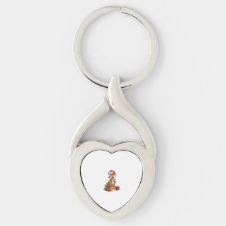 Julafton Lighting Santa Hat Pinscher Hund jul Twisted Heart Silverfärgad Nyckelring