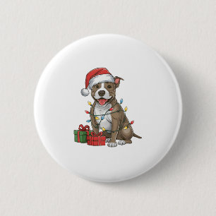 Julafton Lighting Santa Hat Pitbull Terrier Hund K Knapp