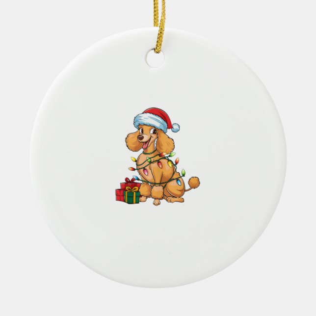 Julafton Lighting Santa Hat Pudel Hund jul_1 Julgransprydnad Keramik (Framsidan)