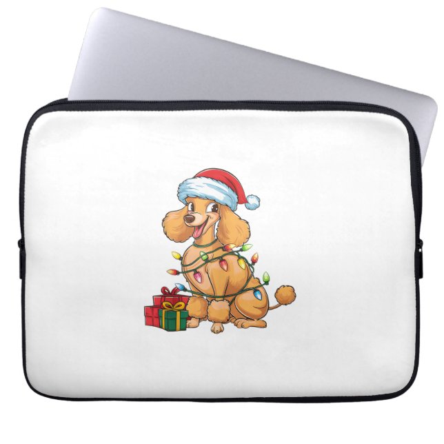 Julafton Lighting Santa Hat Pudel Hund jul_1 Laptop Fodral (Framsidan)