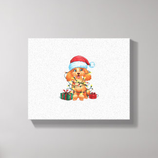 Julafton Lighting Santa Hat Pudel Hund jul Canvastryck