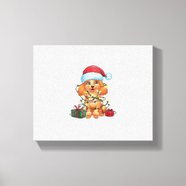 Julafton Lighting Santa Hat Pudel Hund jul Canvastryck (Framsida)