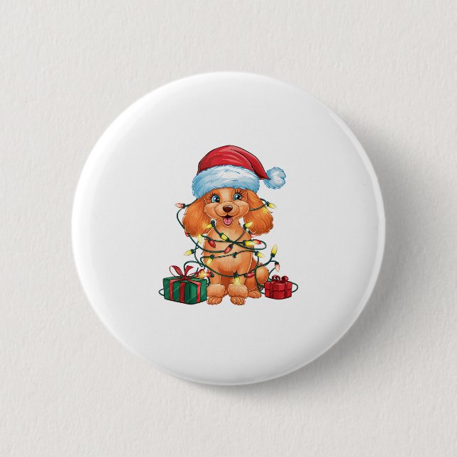 Julafton Lighting Santa Hat Pudel Hund jul Knapp (Framsida)